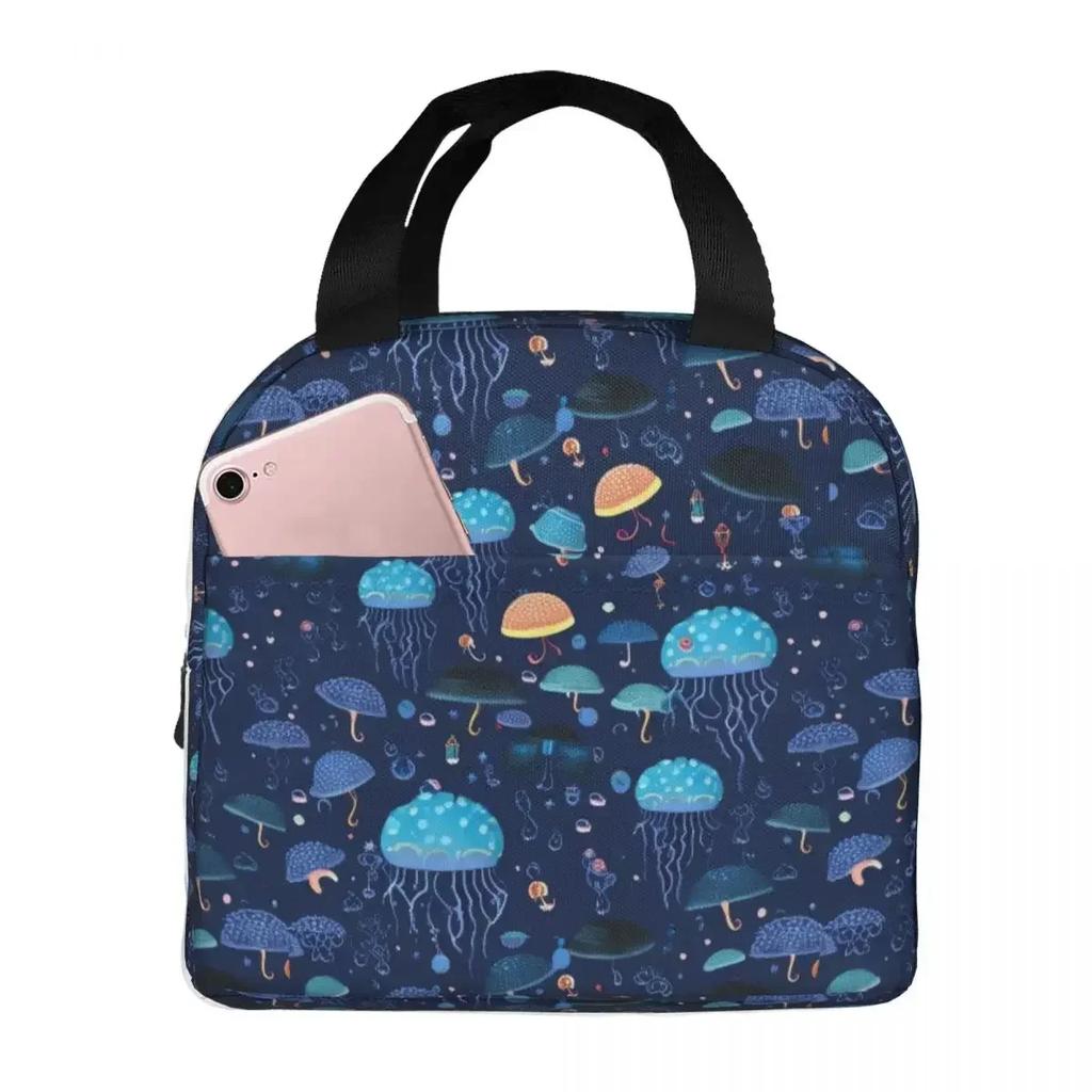 Ocean Life Jellyfish Insulated Lunch Bag for Women Office Cooler Thermal Food Box Tote Portable Lunch Boxes Container