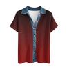 Ladies' Gradient Casual Fashion Short Sleeved Shirt Top