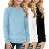 Children's Long-sleeved O-neck Top Solid Color Daily Casual(3pc)