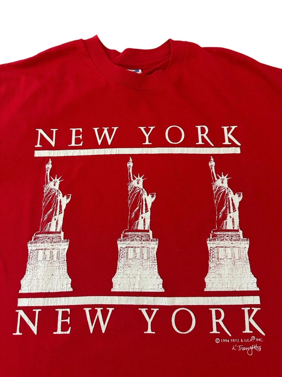 Vintage New York City Statue Of Liberty T Shirt Men’s XL Red 90’s USA 3XL