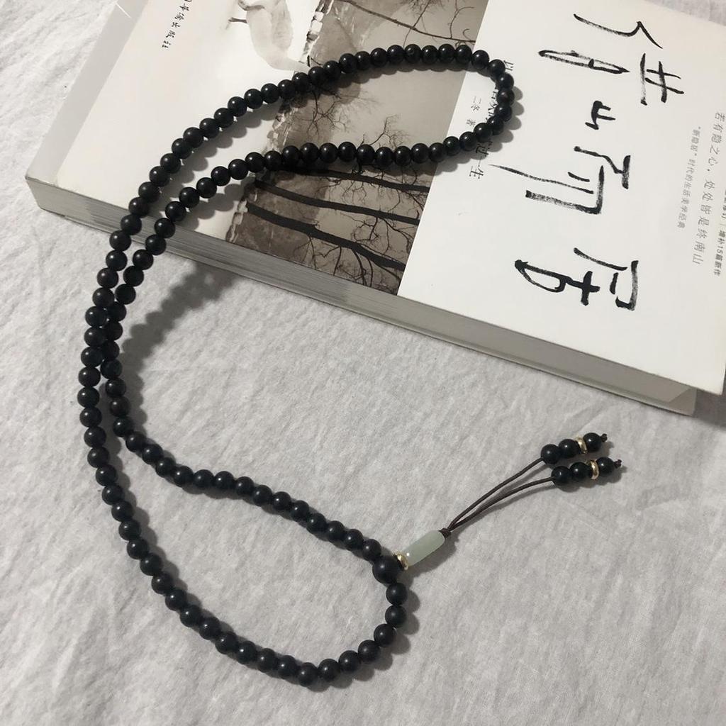 Shopkeeper recommends new models6mm Ebony bracelet 108Hetian jade necklace and bracelet