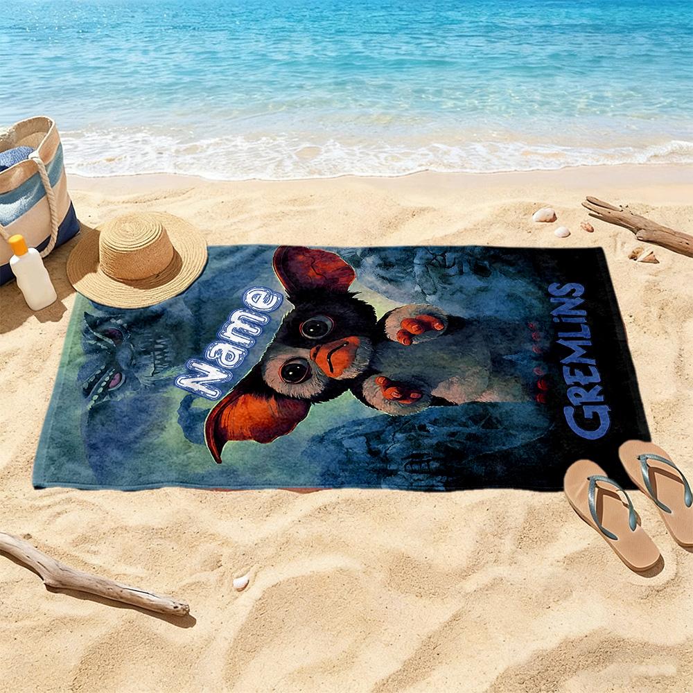 Gremlin Night Adventure Customize Your Name Beach Towel Soft Durable Quick-Dry