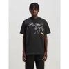 24S grenzüberschreitende europäische und amerikanische Trendmarke Palm Angel Rauch Buchstaben Flammen Druck Kurzarm-T-Shirt Herren und Damen High Street
