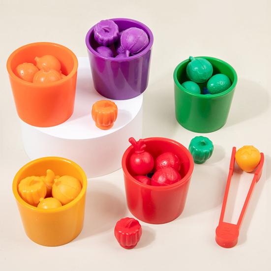 1 Set Wooden Color Sorting Cup Fine Motor Skills 10 Colors Ball Matching