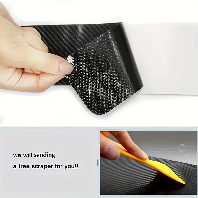 4 Pcs/Set Car Door Sill Protectors, Anti Scratch Carbon Fiber Auto Threshold Cover Strips,  Car Accessories (Black 3D)