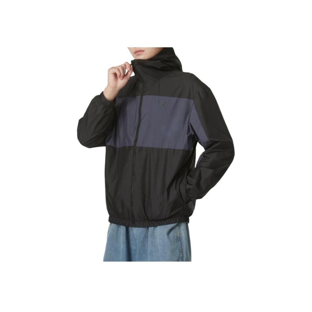 Puma Logo Print Outdoor Casual Sports Zip Breathable Windproof Running Hooded Jacket Men Jackets Black 684107-01