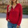 Dames Herfst/Winter Gebreide Hooded Vest - Effen Kleur Kabelbrei Rits Trui Jas