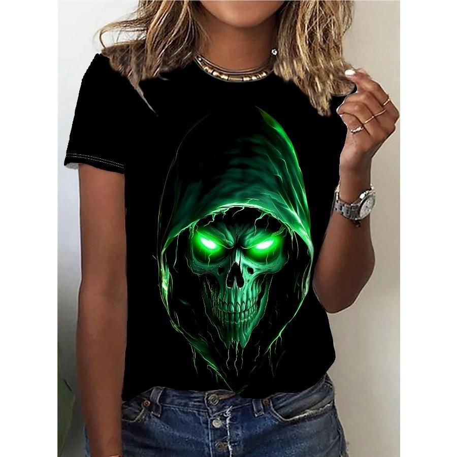 Summer Skull T-Shirt Fashion Short Sleeve Women 3d Printed Skull Women Clothing Casual T Shirt For Men Daily Party Tops Tee