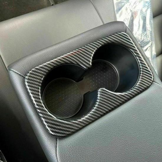 For Nissan Rogue -2024 Carbon Fiber Rear Water Cup Holder Frame Cover Trim