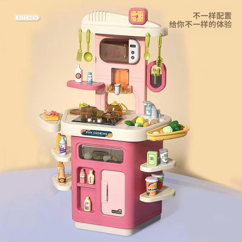 Children'S 88Cm Simulated Sound And Light Water Outlet Spray Kitchen Cooking Utensils Table Set Playing House Cooking Toys