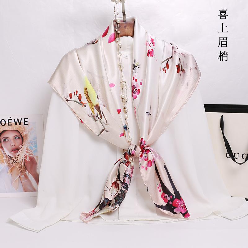 Hot Design 110*110cm 100% Silk Big Square Silk Scarves Fashion Floral Printed Shawl Sale Women Genuine Natural Silk Scarf Shawl