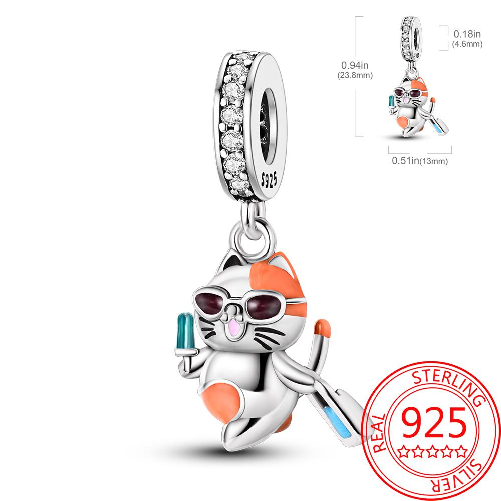 Colorful Copper Colorful Animals Parrot Rabbit Puppy Charm Pendant Fit Dly Bracelet Necklace Boutique Handmade Gift