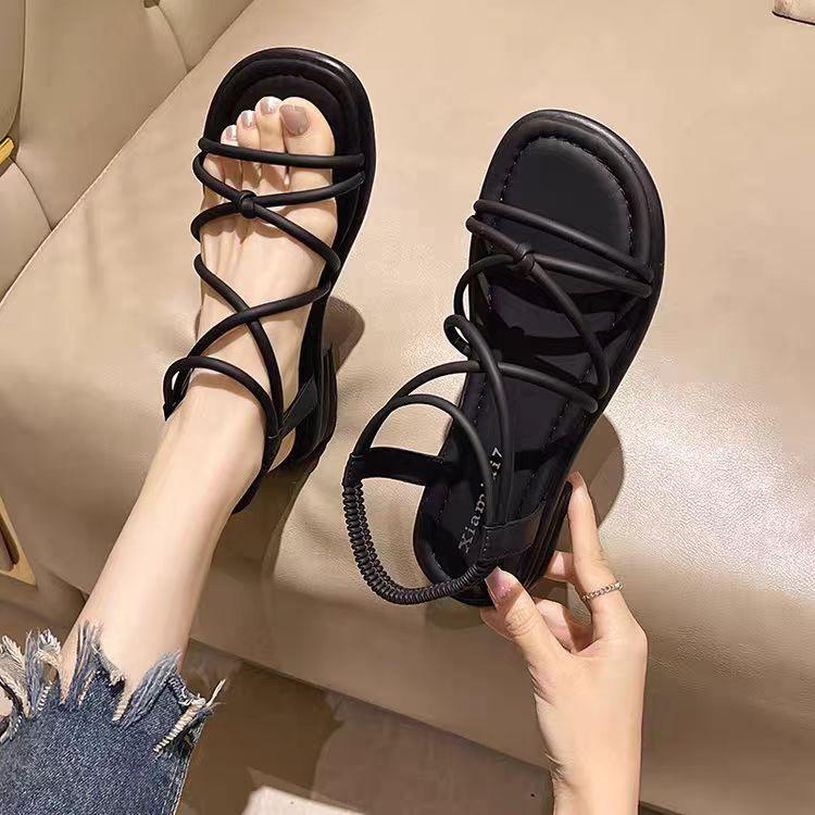 Fashion 2025 New Sandals Women's Summer Flat Bottom Casual Beach Shoes Thick Sole Versatile Outwear Travel Daily Shoes