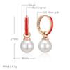 Red Enamel Drop Earrings For Women Unique Geometric  Rose Gold Color Pearl Accessories Daily Fine Jewelry Gift