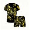 Europa und Amerika Tier Skorpion Muster Outdoor Straße Herren T-Shirt und Shorts 2-teiliges Set Sommer Freizeit Outfit Herren und Damen Sport Set