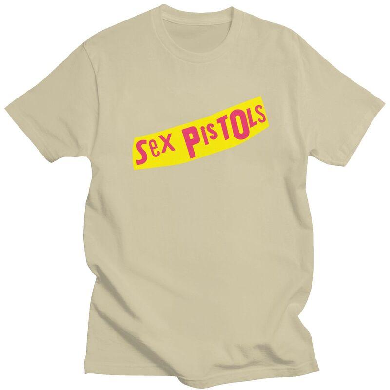 Custom Heavy Metal Sex Pistols T Shirt for Men Pure Cotton Tshirt Casual Tee Short Sleeves Rock Band Tshirts Loose Fit Clothing