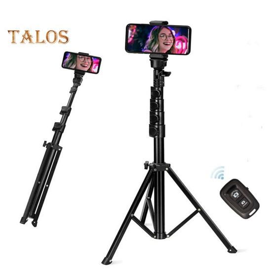 Cell Phone Tripod Foldable 1.6M with Remote Control 360 Degree Rotation Bracket Different Angle Filming Adjustable Height Camera Video Recording