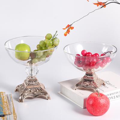 Turn de fier creativ în stil european Ornamente farfurie mici cu fructe din sticlă Cameră model Gustări din metal și tavă de depozitare pentru fructe uscate Decorații moi