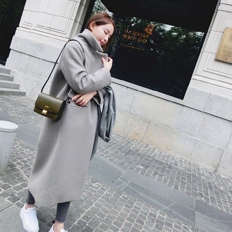 Autumn and Winter Mid-length Woolen Windbreaker Women's Slimming Over-the-knee Coat Coat