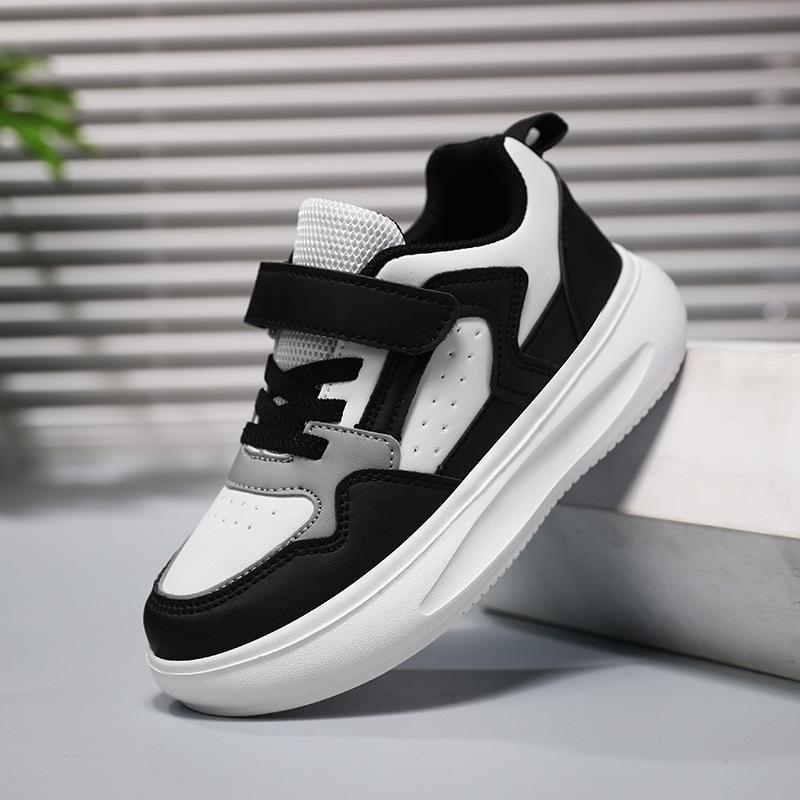 Jinjiang Children's Shoes Spring 25 Boys Thick-soled Leather Board Shoes 6-12 Years Old Middle-aged and Older Children White Casual Shoes