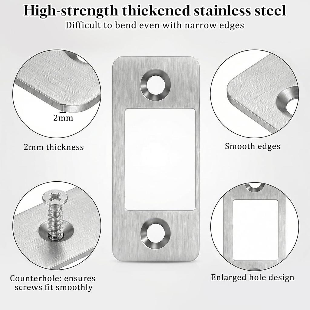 Deadbolt Strike Plate, Round Corner Door Lock Strike Plate Replacement, Metal Strikes Plates Repair Kit for Home, Office (4cm/1.6inch)