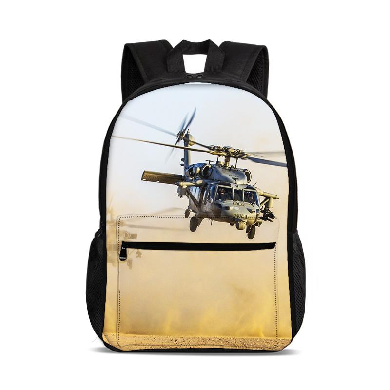 Helicopter Large Capacity Lightweight Backpack Computer Bag New Mechanical Printing Best Gift for Boys and Girls In School