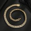 14mm Rhombus Cuban Link Halskette Armband mit doppelreihigem Zirkon für Herren - Trendiger Europäischer & Amerikanischer Hip Hop Stil