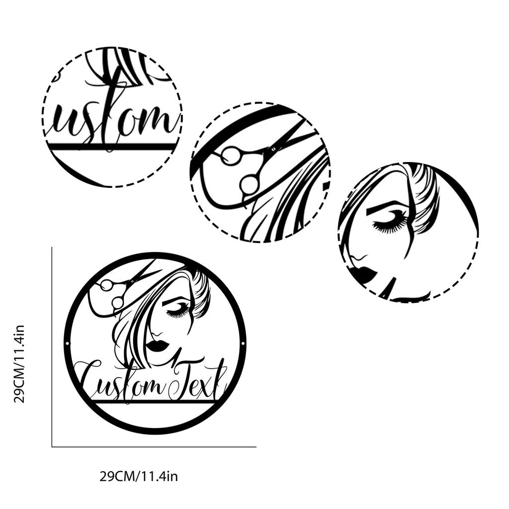 Custom Hair Stylist Sign Metal Wall Art Decor Personalized Salon Name Logo