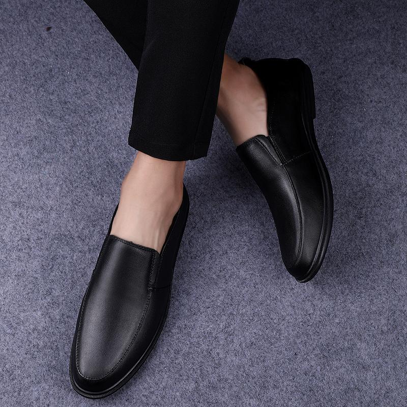 Herresko Casual Ekte Lær Slip-on Komfortable Herre Svarte Flats Herre Kjøresko Stor Størrelse