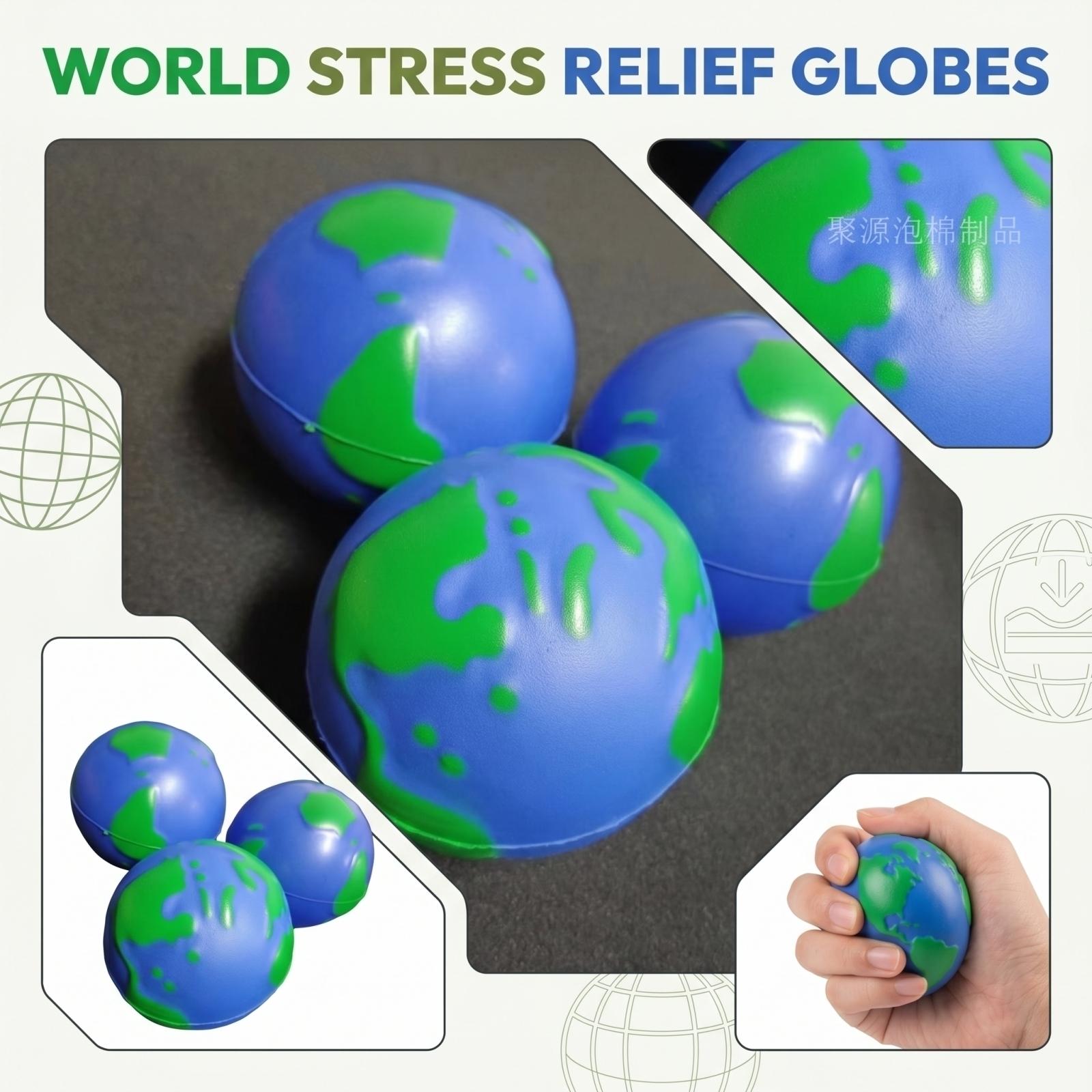 

Stress Relief Globe Ball Soft Squeeze Toy Durable Material Earth Design Handheld Size for Office Home Use One Size