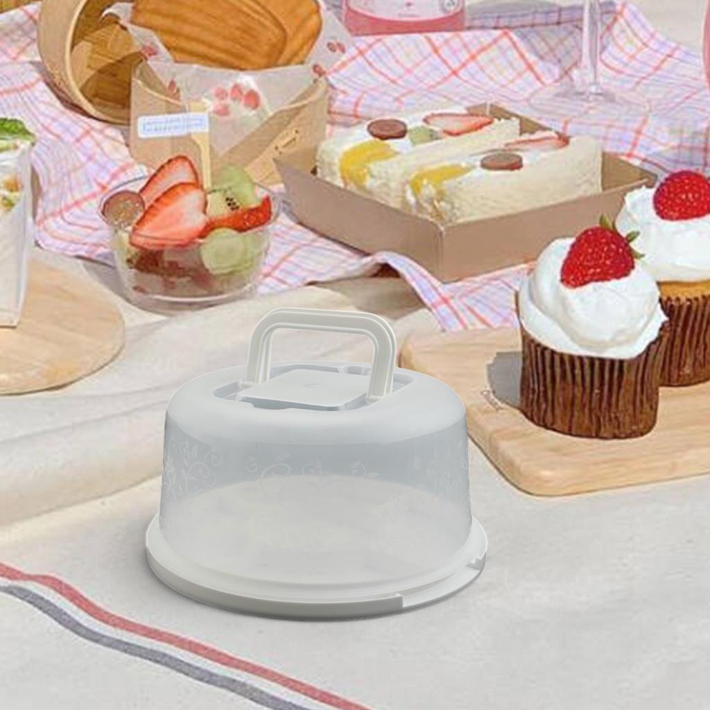 Transparent Round Cake Storage Container with Secure Closure and Handle