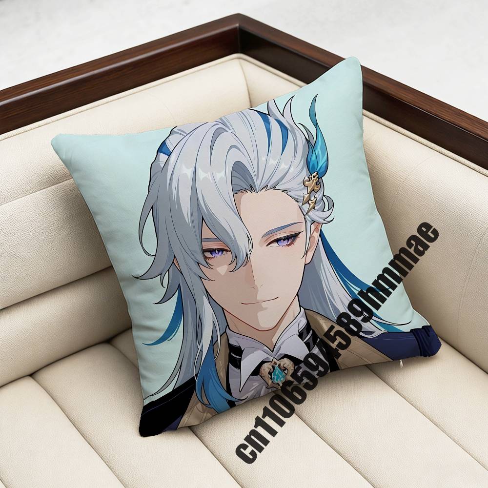 Genshin Impact Neuvillette Throw Pillow Case Sham 45X45Cm 35X35Cm Square Home Pillowcase Cushion Cover