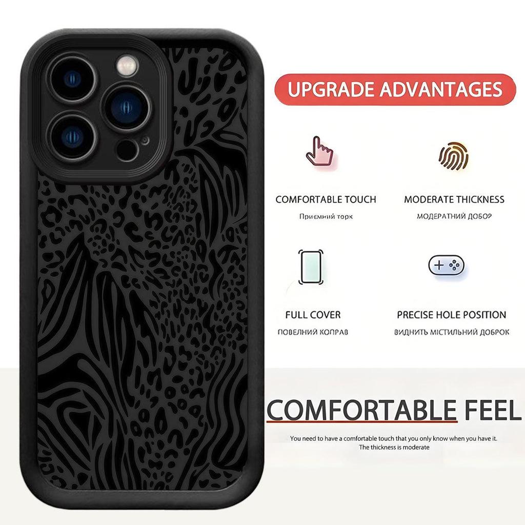 Black Leopard Groove Staircase Phone Case for iPhone 14/15/16/17 Pro Max