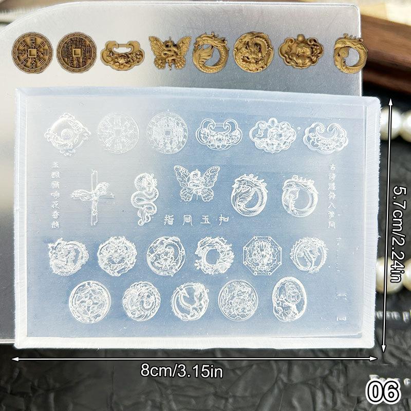 3D Silicone Nail Art Mold Template Lotus Lantern Goldfish Plate Buckle Carving Stencil Tool Diy Design Manicure Charm Decor