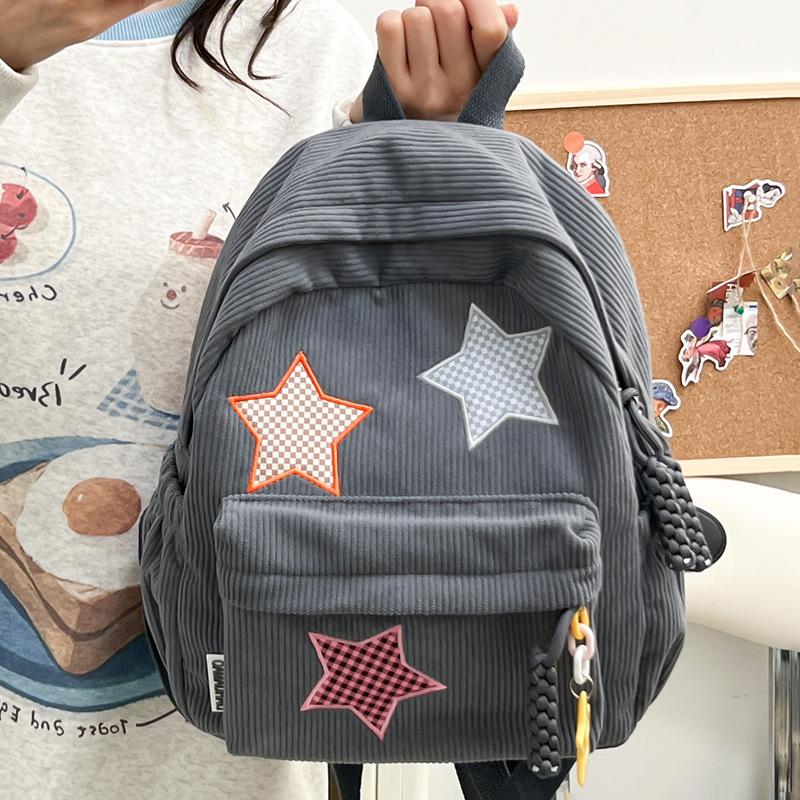Schoolbag velvet large-capacity backpack 1011 new high school student class schoolbag small fresh solid color cute versatile backpack