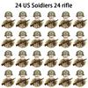 Non-Toxic 24Pcs Military Figure Ww2 Military Product Soldier Figure Building Blocks Children'S Holiday Gift Toys Gifts Funny