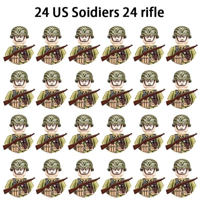 Non-Toxic 24Pcs Military Figure Ww2 Military Product Soldier Figure Building Blocks Children'S Holiday Gift Toys Gifts Funny