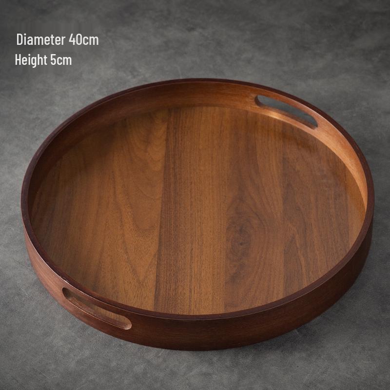 Creative Walnut Dessert & Fruit Plate with Teacup Holder - Bamboo & Wood Tea Tray