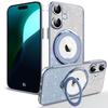 Protective Case - Booling - Iphone 16 - Silicone - Magnetic Support - Blue Glitter