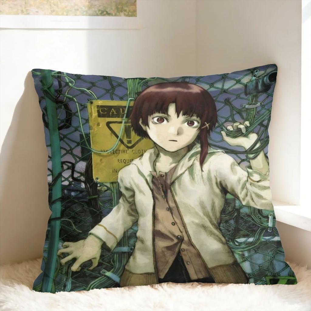 Anime Serial Experiments Lain Pillow Cover Retro Trendy Pillow Case For Sofa Home Decor Soft Cushion Cover Gift