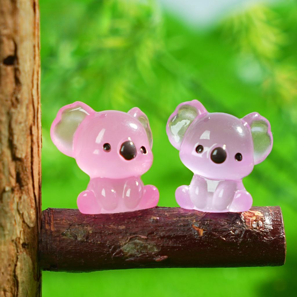 10-10pcs Luminous Koala Animal Figures Fairy Garden Micro Landscape Ornament Glowing in Dark Miniature Flower Potted Decor