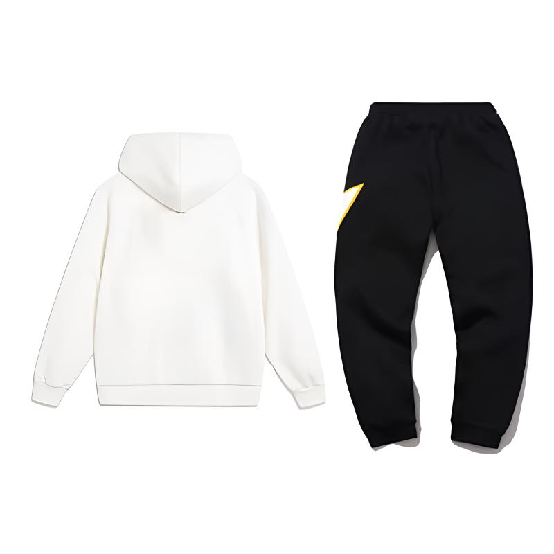 Li Ning Color Logo Letter Print Trendy Fashion Cotton Loose Fleece Warm Versatile Hooded Pullover Sweatshirt Casual Sports Suit YWDV375-1+YKLVC25-1