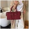 Trendsetting Matte Suede Rivet Motorcycle-Style Retro Crossbody Bag 2025: Large Capacity Handbag