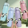 1PC Panda Bamboo Cartoon 750ml Color Plastic Sports Water Bottle Leakproof Flip Straw Lid Suitable for Sports Office Home Use