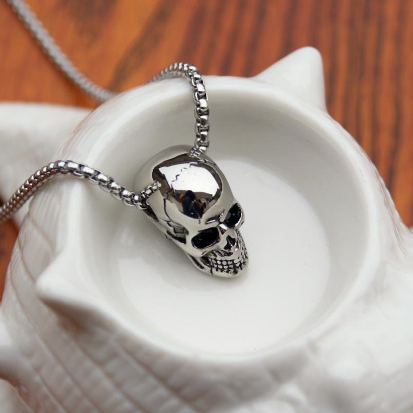 New Trendy Horror Skull Head Pendant Necklace Men's Fashion Metal Accessories Hip Hop Jewelry Party Gift