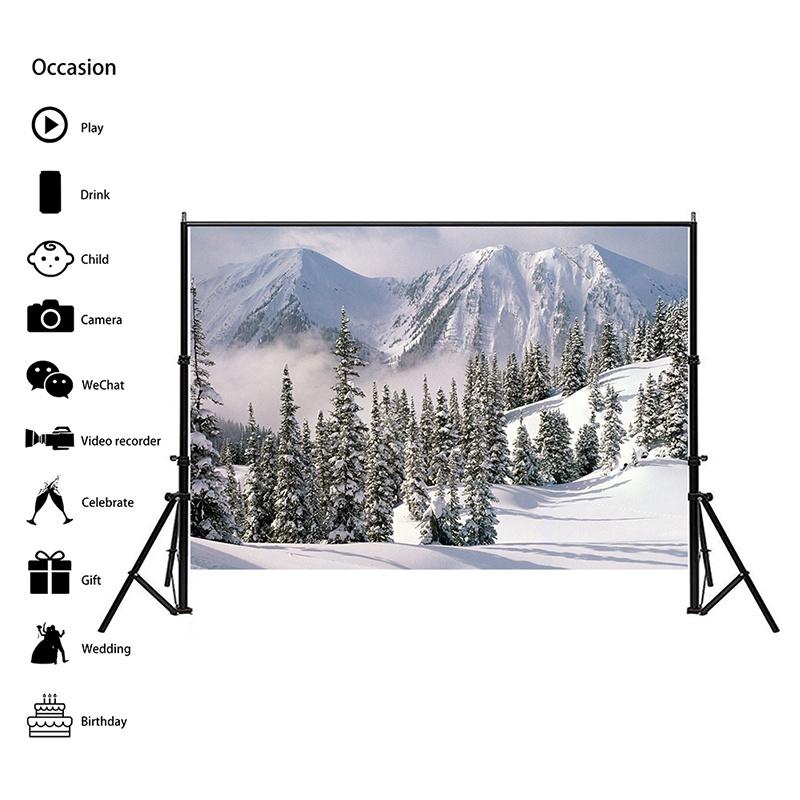 Winter Nature Landscape Photography Background Snow Mountain Forest Studio Photo Backdrops Christmas Theme Living Room Wall Hanging Tapestry Decor