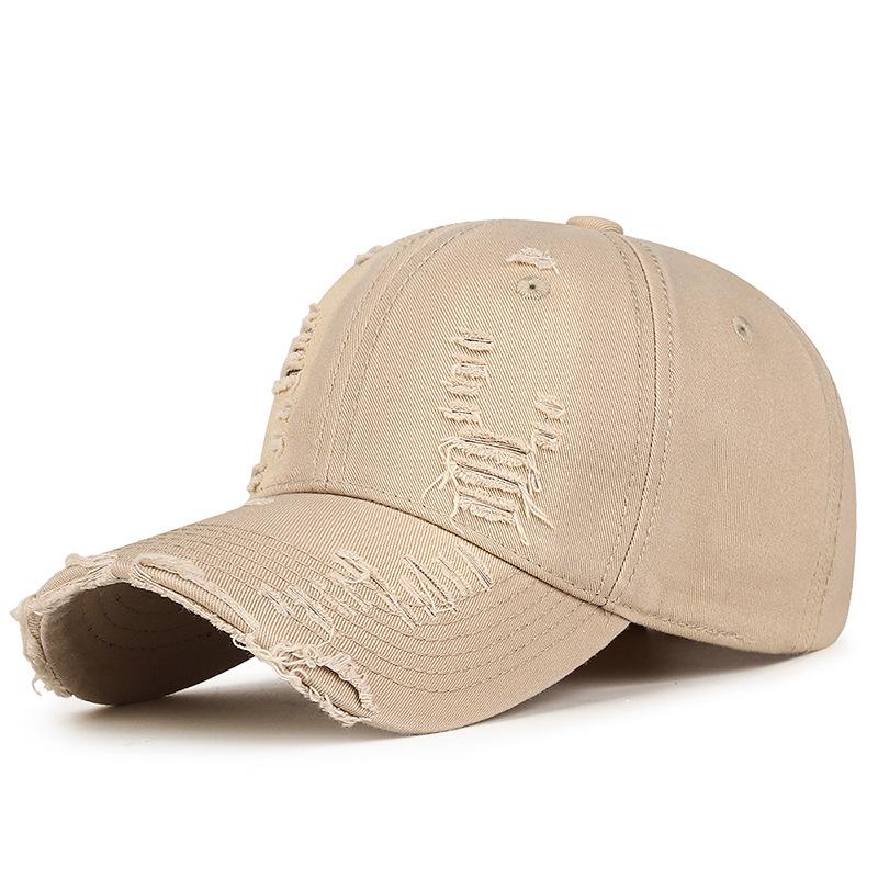 Spring & Autumn Distressed Duckbill Cap - Curved Brim, Ripped Edges, Unique Style Sunshade Hat