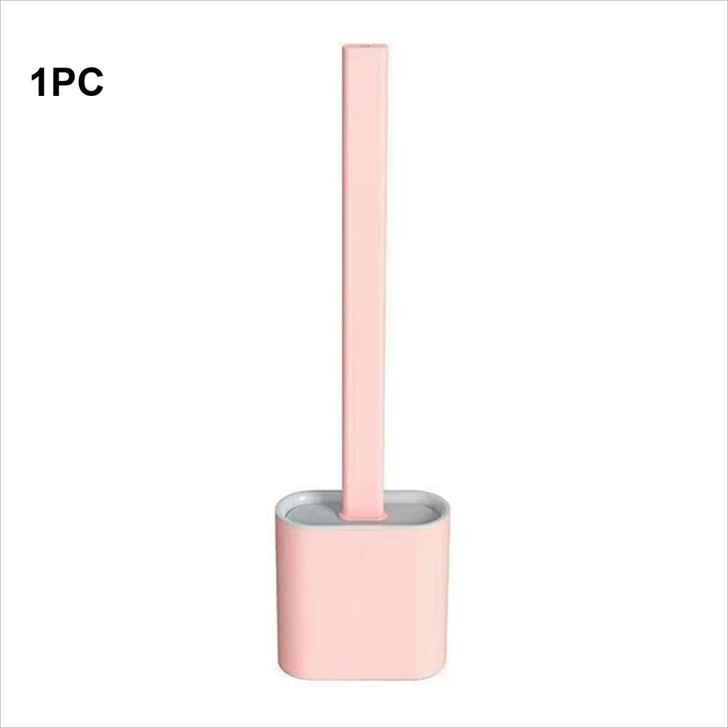 Flexible Toilet Brush Cleaner Long Handle Hanging Silicone 360 Degree No-Dead-Corner Flexible Cleaner Brush Holder Set Bathroom