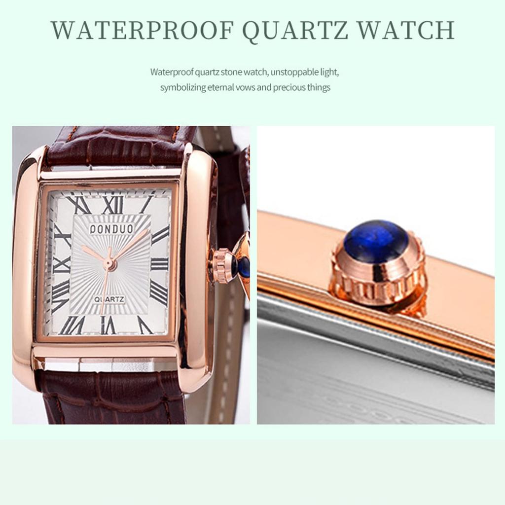 Watch with Leather Antique Roman Analog Waterproof Quartz Fashion Perfect for or as a Gift for Her Women's Strap, Numeral, Display, Movement, Brown,