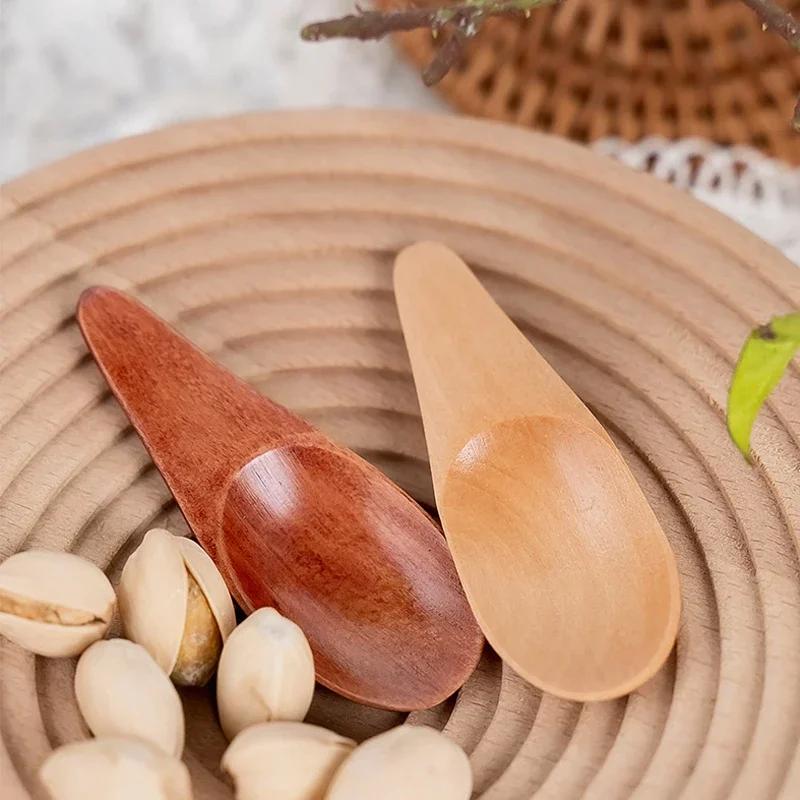Mini-Teelöffel aus Holz Kurzer Griff Gewürzschaufel Besteck Kaffee Tee Kleiner Zuck Löffel Kaffeelöffel Küchenlöffel Werkzeuge